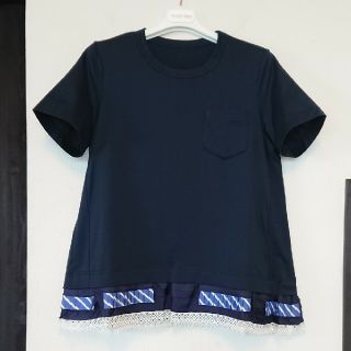 サカイ(sacai)の新品、未使用 SACAI コットン ジャジー×ラッフル レース切り替え Tシャツ(Tシャツ(半袖/袖なし))