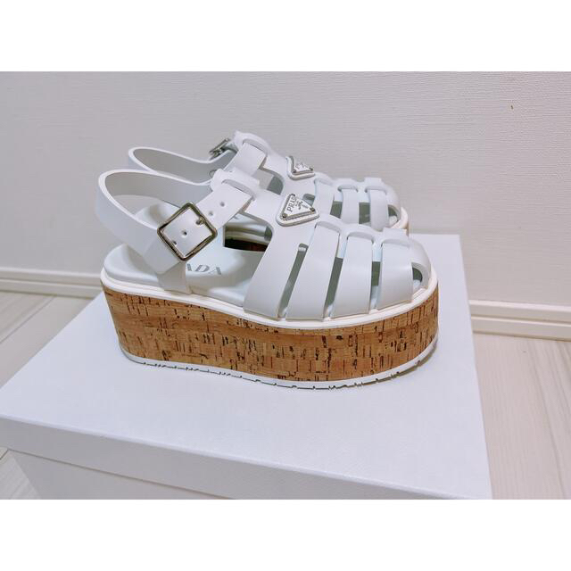 ☆今期完売 PRADA プラダ ウェッジプラットフォーム ラバーサンダル 36