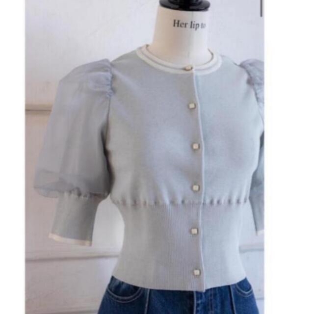 Her lip to(ハーリップトゥ)のherlipto Organdy Volume Sleeve Knit Top レディースのトップス(カットソー(半袖/袖なし))の商品写真