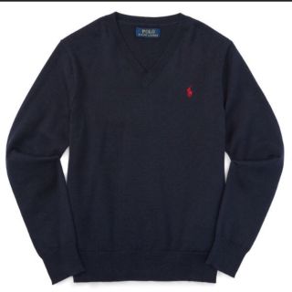 ポロラルフローレン(POLO RALPH LAUREN)の新品・未使用 ラルフローレン Vネックコットンセーター ネイビー 4T 110(ニット)