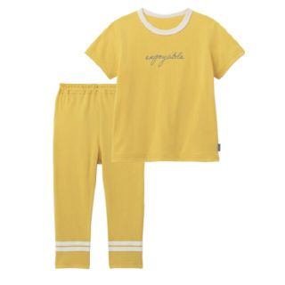 ベルメゾン(ベルメゾン)の新品 ベルメゾン カットソー 半袖シャツ 七分丈 スパッツ 100 イエロー(Tシャツ/カットソー)