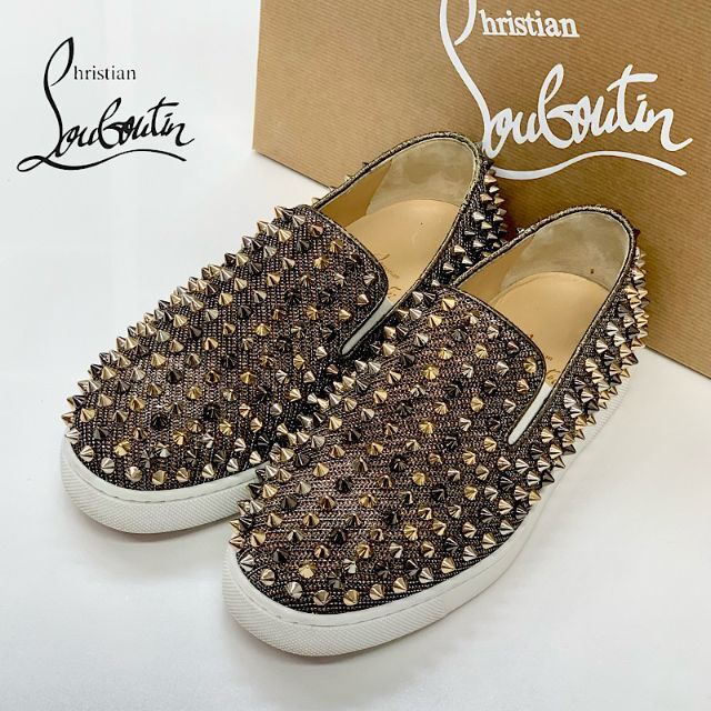 Christian Louboutin(クリスチャンルブタン)の3778 クリスチャンルブタン ローラーボート スパイク ラメ スリッポン レディースの靴/シューズ(スリッポン/モカシン)の商品写真