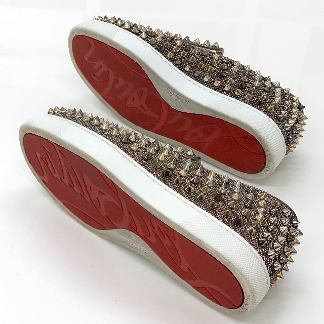 Christian Louboutin(クリスチャンルブタン)の3778 クリスチャンルブタン ローラーボート スパイク ラメ スリッポン レディースの靴/シューズ(スリッポン/モカシン)の商品写真