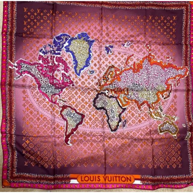 レア！美品【LOUIS VUITTON】モノグラム 世界地図 スカーフ