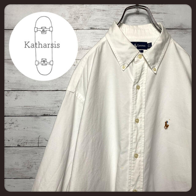 【人気カラー】ラルフローレン 刺繍ワンポイントロゴ　ホワイト　BDシャツ | フリマアプリ ラクマ