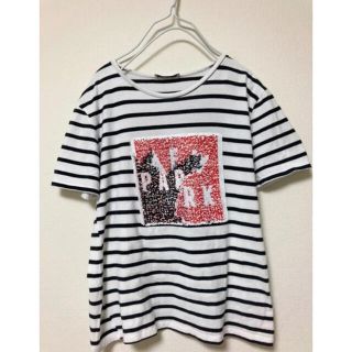 ザラ(ZARA)の★ZARAザラ★スパンコールボーダー柄半袖Ｔシャツ(Tシャツ(半袖/袖なし))