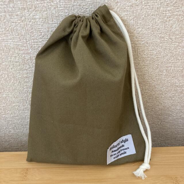 巾着袋　25×20 #ネイビー #カーキ #チャコール ハンドメイドのキッズ/ベビー(外出用品)の商品写真