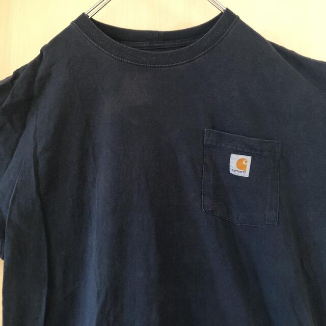 carhartt(カーハート)のメキシコ製　 カーハート 半袖 Tシャツ　ネイビー　胸ポケット　TALLサイズ メンズのトップス(Tシャツ/カットソー(半袖/袖なし))の商品写真