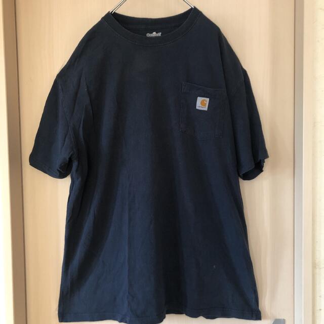 carhartt(カーハート)のメキシコ製　 カーハート 半袖 Tシャツ　ネイビー　胸ポケット　TALLサイズ メンズのトップス(Tシャツ/カットソー(半袖/袖なし))の商品写真