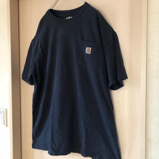 carhartt(カーハート)のメキシコ製　 カーハート 半袖 Tシャツ　ネイビー　胸ポケット　TALLサイズ メンズのトップス(Tシャツ/カットソー(半袖/袖なし))の商品写真