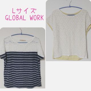 グローバルワーク(GLOBAL WORK)の✩婦人L GLOBAL WORK レース カットソー 2枚セット(カットソー(半袖/袖なし))