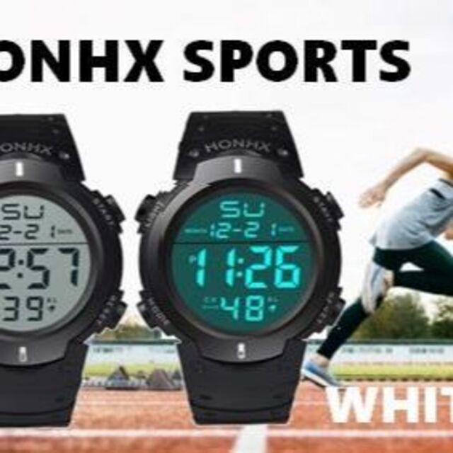 ダイバーズタイプ HONHX アウトドア白　新品未使用　3気圧防水腕時計 メンズの時計(腕時計(デジタル))の商品写真