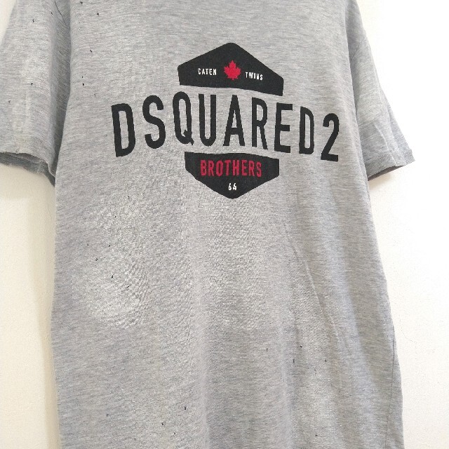 ◎美品 DSQUARED2 ロゴプリントTシャツ ドッキング ダメージ加工