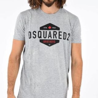 ディースクエアード(DSQUARED2)の◎美品 DSQUARED2 ロゴプリントTシャツ ドッキング ダメージ加工(Tシャツ/カットソー(半袖/袖なし))