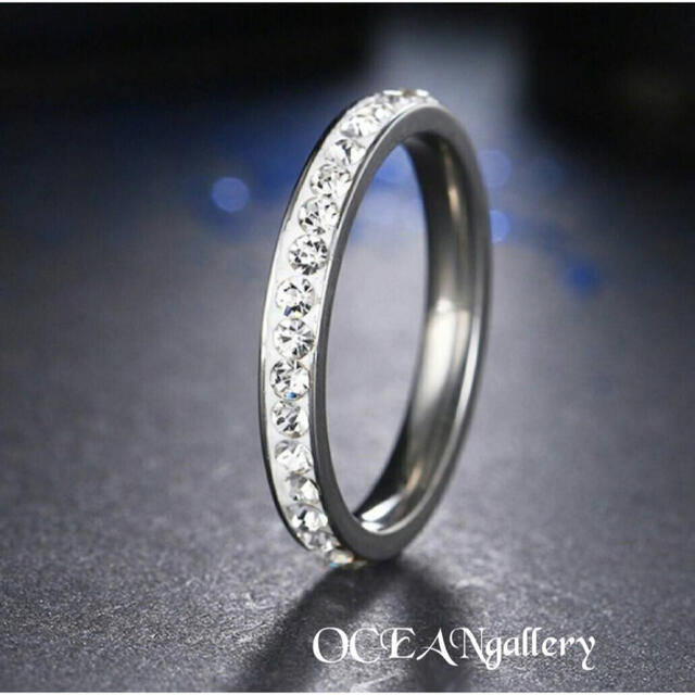 送料無料　20号　シルバーサージカルステンレススーパーCZ エタニティリング指輪 メンズのアクセサリー(リング(指輪))の商品写真