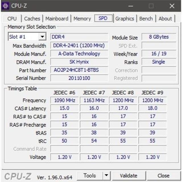 A-DATA 16GB 8GBx2 DDR4-2400 U-DIMM (070 4