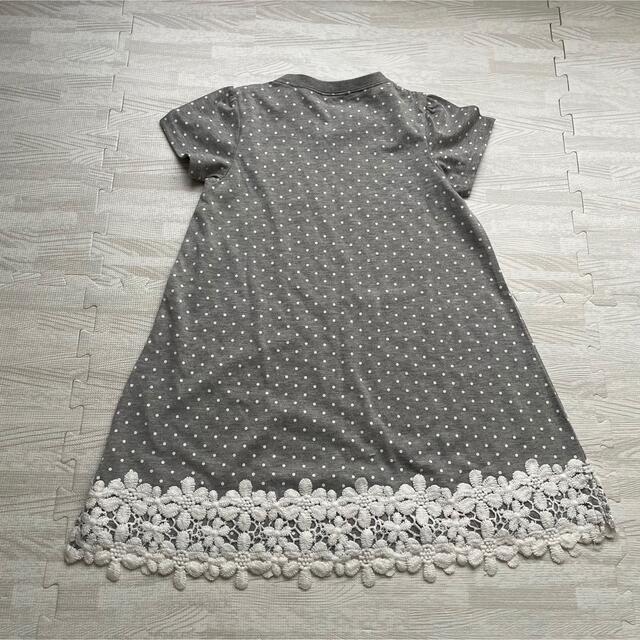 ドット柄Tシャツワンピース裾デザイングレー120 キッズ/ベビー/マタニティのキッズ服女の子用(90cm~)(ワンピース)の商品写真