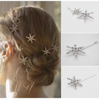 ヘッドドレス スターピン３点セット髪飾り結婚式アクセサリー(ヘアアクセサリー)