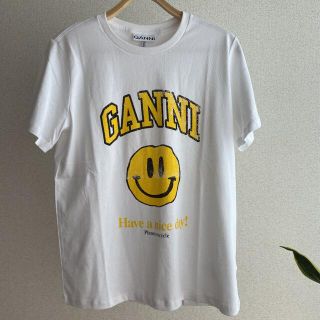 値下げ不可　Ganni tシャツ　ホワイト　S(Tシャツ(半袖/袖なし))