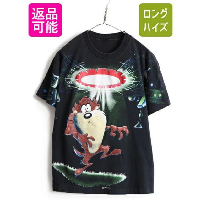 90s □ ワーナー タズマニアンデビル 大判 プリント 半袖 Tシャツ ( メ