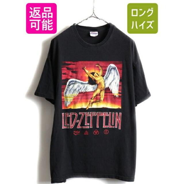 今季ブランド 00s 大きいサイズ XL 人気 黒 ★ Led Zeppelin プリント 半 Tシャツ+カットソー(半袖+袖なし