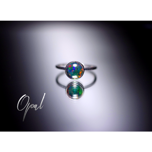 100％安い 新作☆『Black Opal』世界でひとつの天然石リングsv925+rodium リング(指輪)
