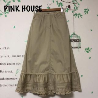 ピンクハウス(PINK HOUSE)の#117 ピンクハウス ベージュ 後ろ側可愛い レース フリルスカート(ロングスカート)