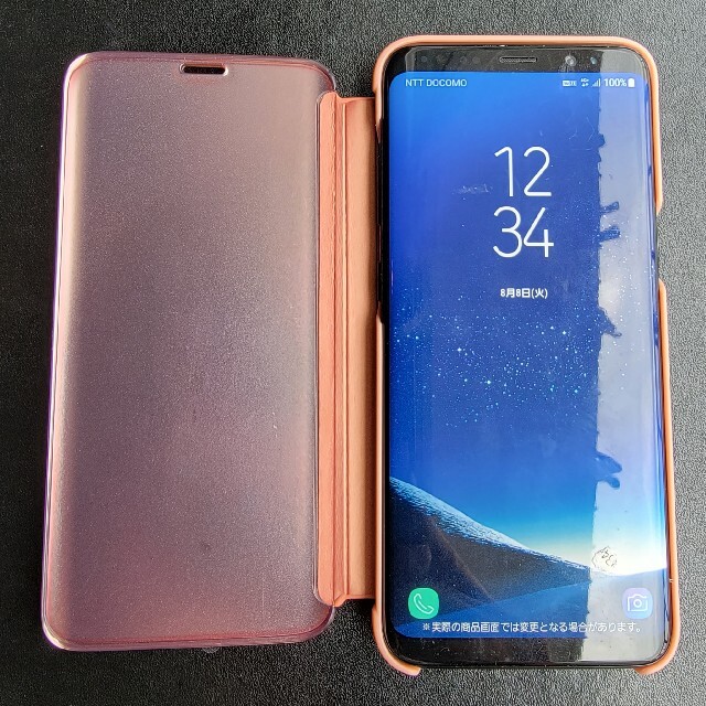 送料込 GALAXY S8 ピンク ミラークローム フリップ 携帯ケース スマホ スマホ/家電/カメラのスマホアクセサリー(Androidケース)の商品写真