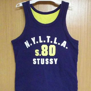 ステューシー(STUSSY)のステューシーKIDSリバーシブルM/5Tサイズ紺色タンクトップ120cm黄色(Tシャツ/カットソー)