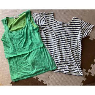 授乳服　Tシャツタンクトップ2枚セット半袖(マタニティトップス)