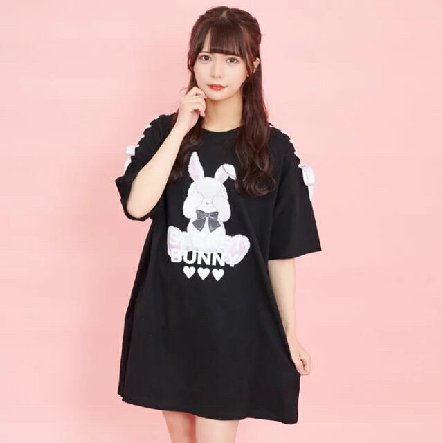 Secret Honey(シークレットハニー)の目隠しウサギプリントビックシルエットTシャツ シークレットハニー メンズのトップス(Tシャツ/カットソー(半袖/袖なし))の商品写真