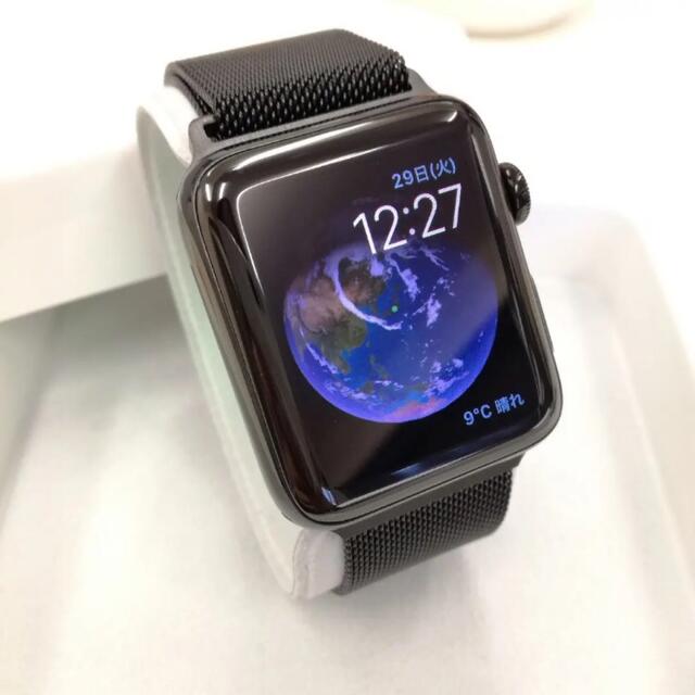 腕時計(デジタル) apple watch ブラックステンレス シリーズ2 42mm