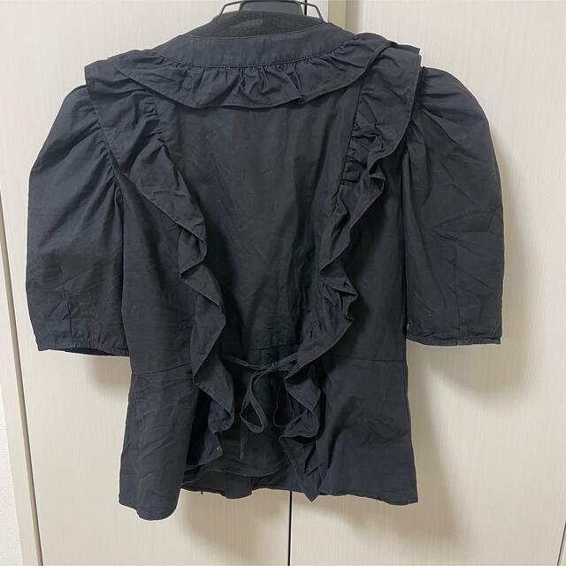 SNIDEL(スナイデル)のフリルブラウス　ブラック レディースのトップス(シャツ/ブラウス(半袖/袖なし))の商品写真
