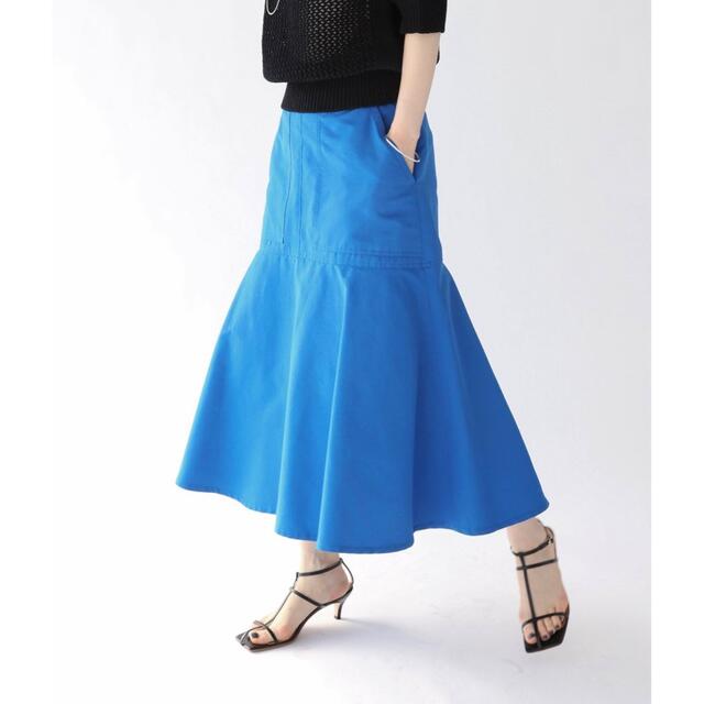 【年中無休】 IENA ブルー 38 グログランデザイントラペーズスカート T/C 【美品】IENA - ロングスカート