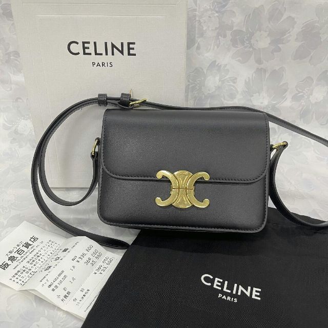 美品Celine トリオンフスモール ィバッグ/シャイニーカーフスキン