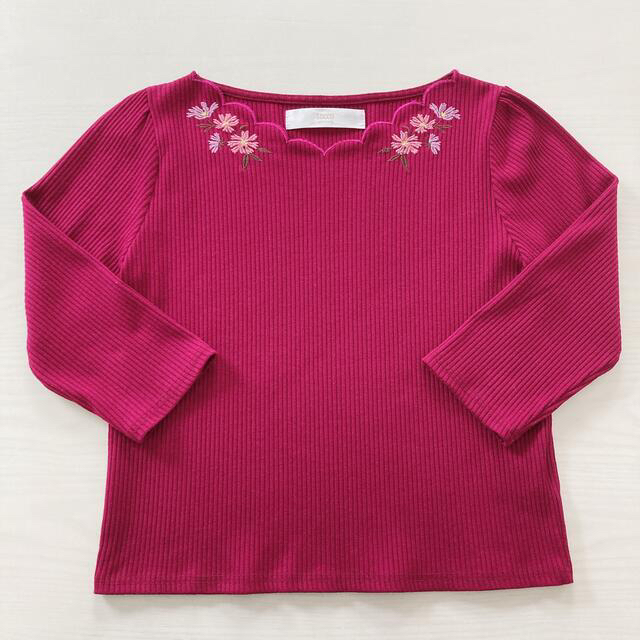 tocco(トッコ)の刺繍入りスカラネックリブニットソー ＊tocco closet＊ローズピンク レディースのトップス(カットソー(長袖/七分))の商品写真