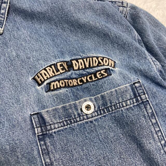 Harley Davidson(ハーレーダビッドソン)の【ハーレーダビッドソン】 デニムシャツ スカル イーグルバックプリント XL メンズのトップス(シャツ)の商品写真