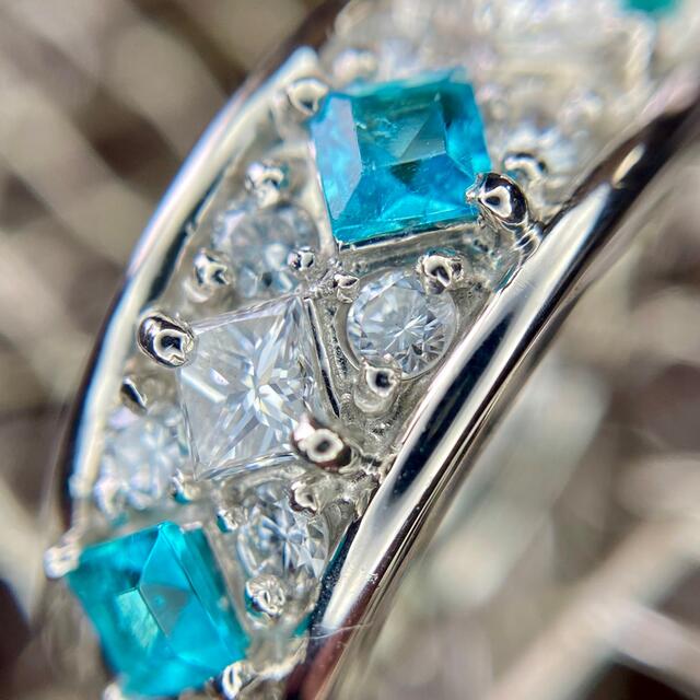 天然 パライバトルマリン ダイヤモンド 計1.06ct PT GRJブラジル産地 レディースのアクセサリー(リング(指輪))の商品写真