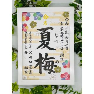 フレーム付き手書き命名書A4判　オーダー⑤(命名紙)