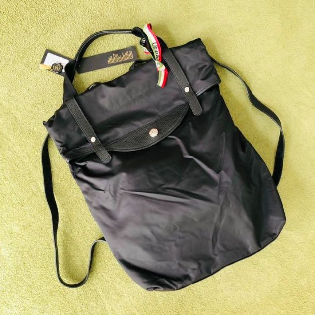 未使用品】OROBIANCOオロビアンコ ナイロンレザーリュック ブラック