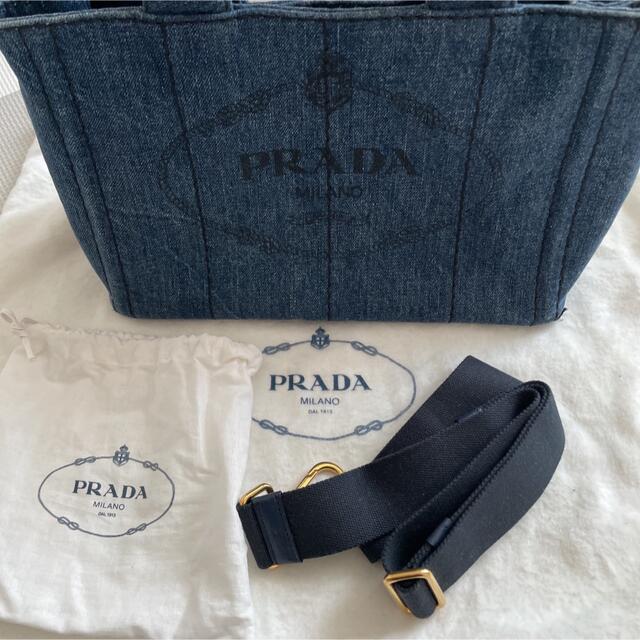 ショルダーバッグ美品 プラダ PRADA デニム カナパ ミニ