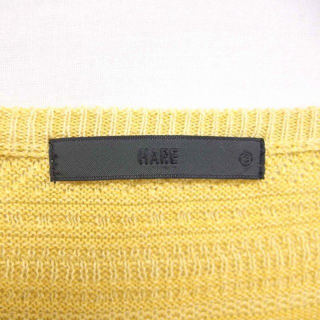 HARE(ハレ)のハレ ニット セーター ボートネック 薄手 リネン混 七分袖 S 黄 イエロー レディースのトップス(ニット/セーター)の商品写真