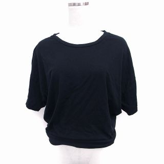 アングリッド(Ungrid)のアングリッド UNGRID 背あき カットソー Tシャツ 半袖 丸首 リボン 黒(カットソー(半袖/袖なし))