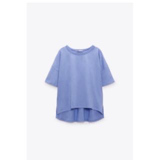 ザラ(ZARA)のZARAアシンメトリーオーバーサイズTシャツライトブルー(Tシャツ(半袖/袖なし))