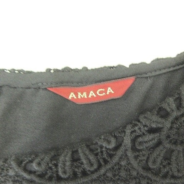 AMACA(アマカ)のアマカ ワンピース ひざ丈 半袖 カットワークレース 花柄 フラワー 切替 40 レディースのワンピース(ひざ丈ワンピース)の商品写真