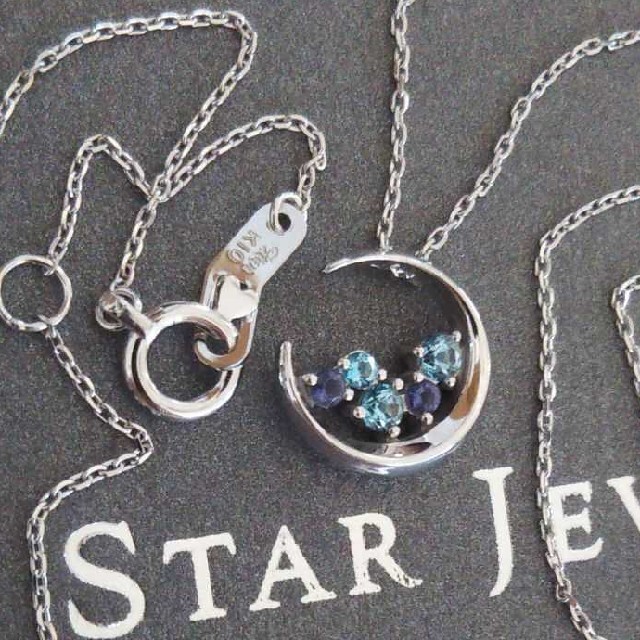 STAR JEWELRY(スタージュエリー)のスタージュエリー K10 WG ブルートパーズ アイオライト ネックレス 美品 レディースのアクセサリー(ネックレス)の商品写真