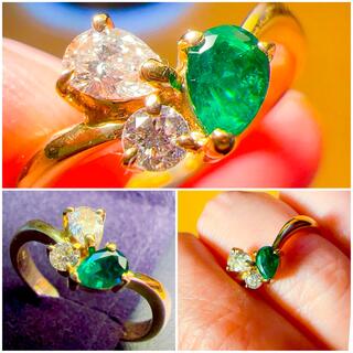 k18 美麗エメラルド&上質ダイヤモンドの宝石箱リング (リング(指輪))
