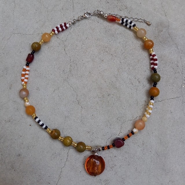 hand made beads necklace  brown special ハンドメイドのアクセサリー(ネックレス)の商品写真