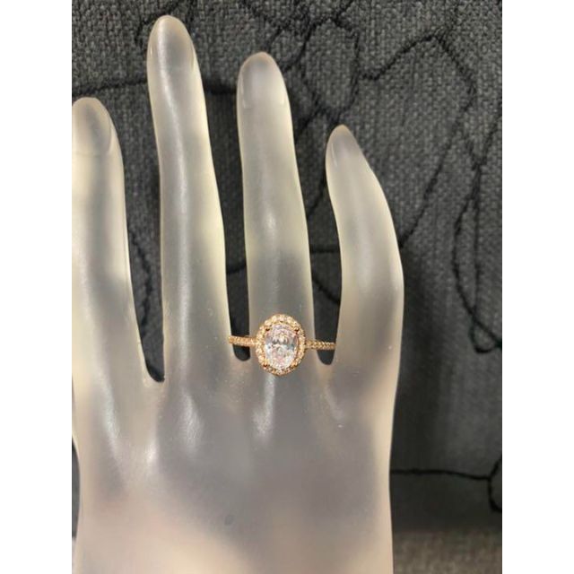 （1096）7号　ピンクゴールド高価なオーバルスワロ豪華爪留めリング　指輪 レディースのアクセサリー(リング(指輪))の商品写真