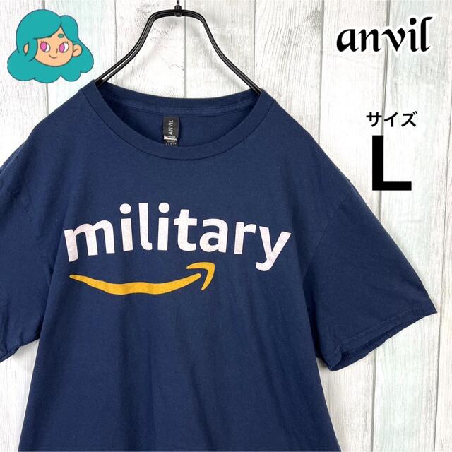 Anvil(アンビル)のヴィンテージ　Tシャツ　半袖　プリント　古着　ネイビー　L メンズのトップス(Tシャツ/カットソー(半袖/袖なし))の商品写真